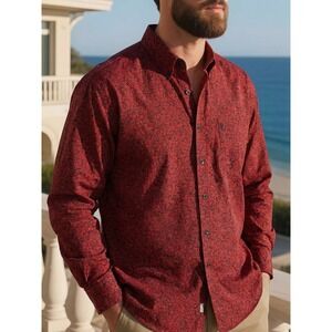 Ariat Mens XXL Red Black Paisley Scroll Long Sleeve Button Down Western Shirt